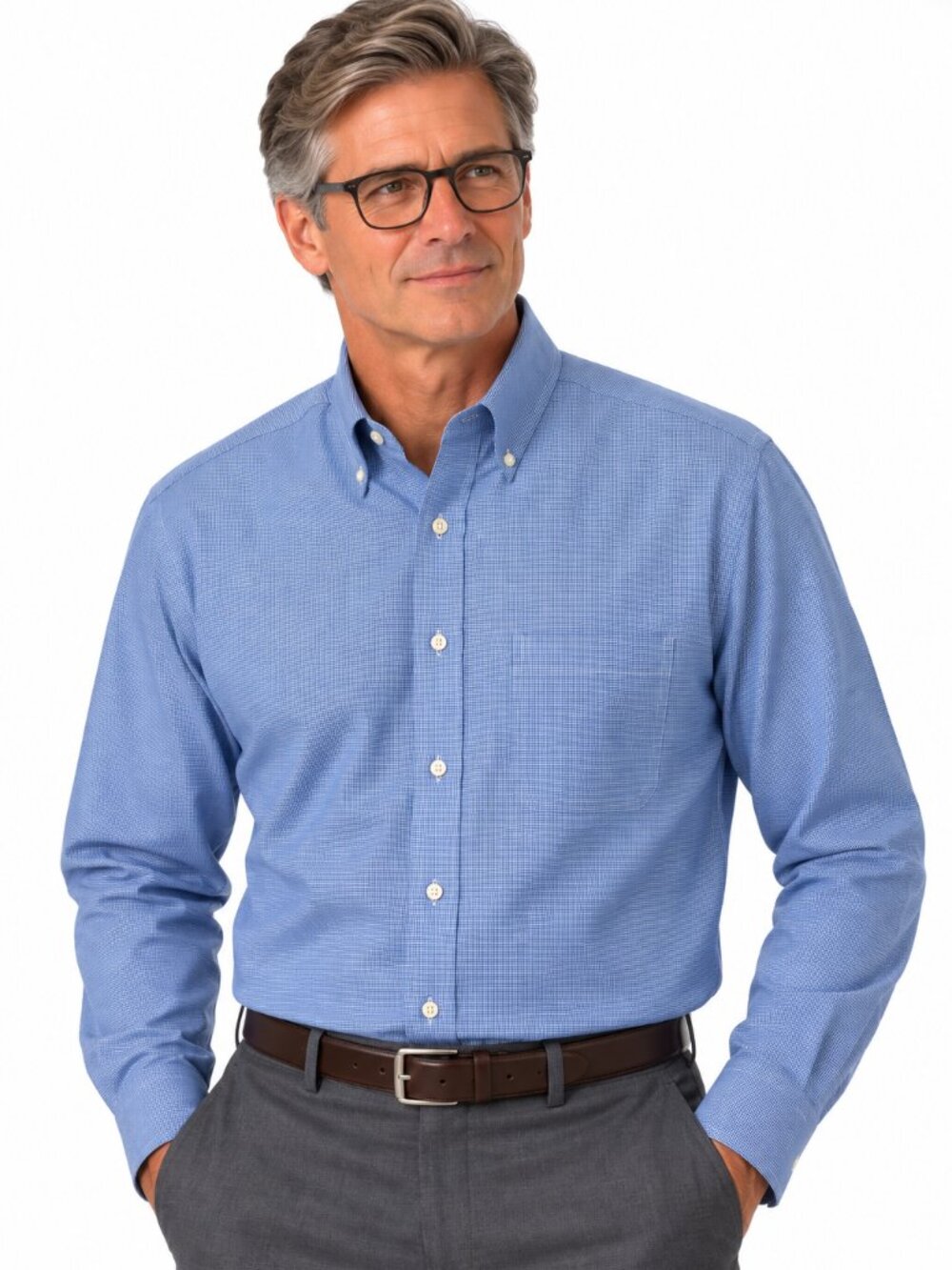 Workday Classic! Jos. A. Bank Traveler Blue Micro Check Shirt